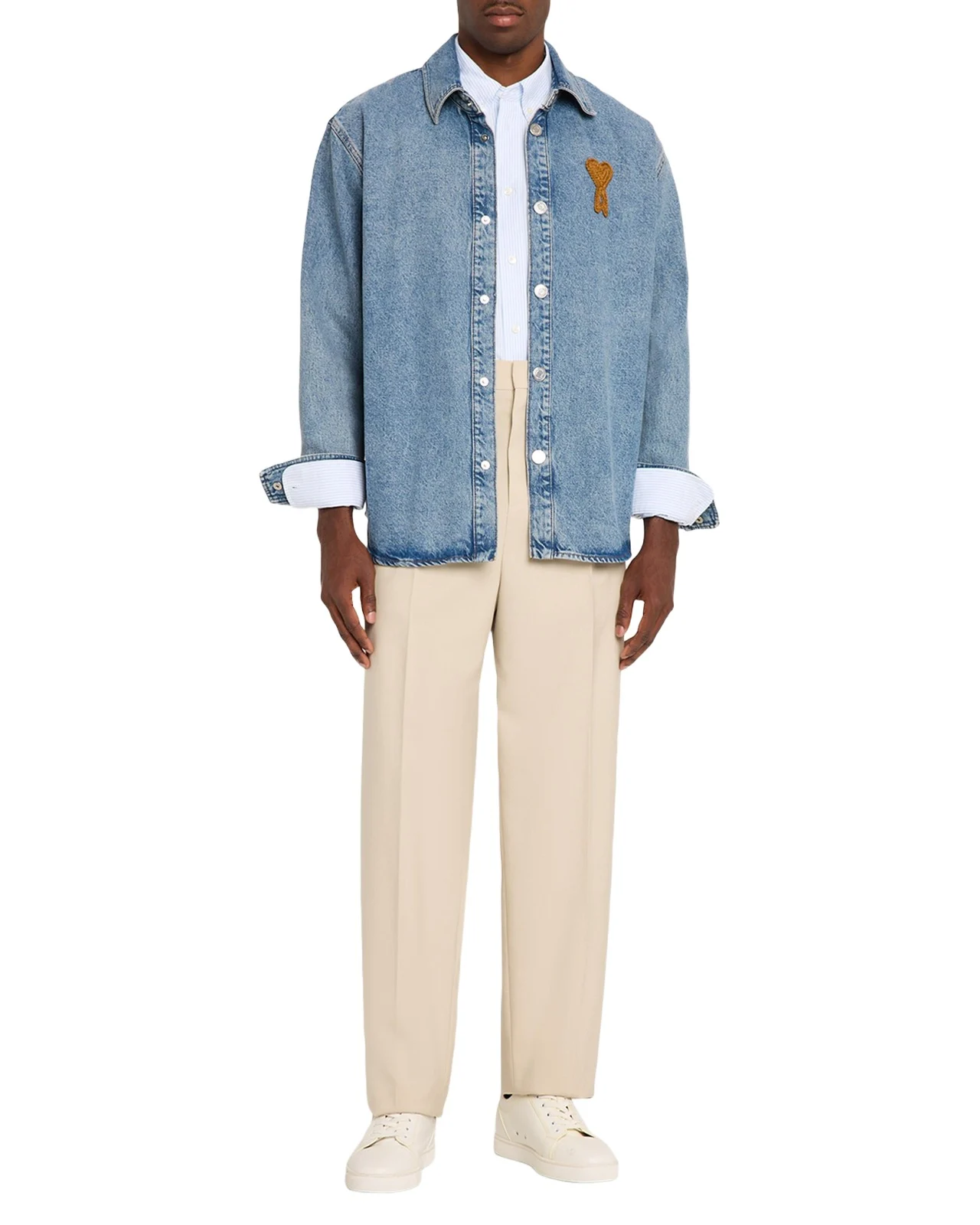 Men's Denim Overshirt with Crochet Ami de Coeur Men's Denim Overshirt with Crochet Ami de Coeur