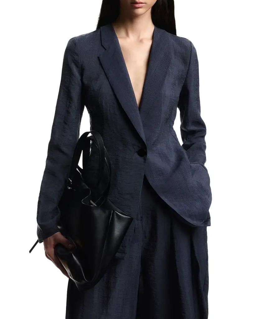 Emporio Armani Pleated Wide-Leg Crepon Trousers | Image 1 Emporio Armani Pleated Wide-Leg Crepon Trousers | Image 1