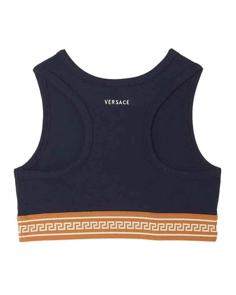 Versace Girl's Greca Jacquard Stretch Cotton Tank Top | Image 1 Versace Girl's Greca Jacquard Stretch Cotton Tank Top | Image 1