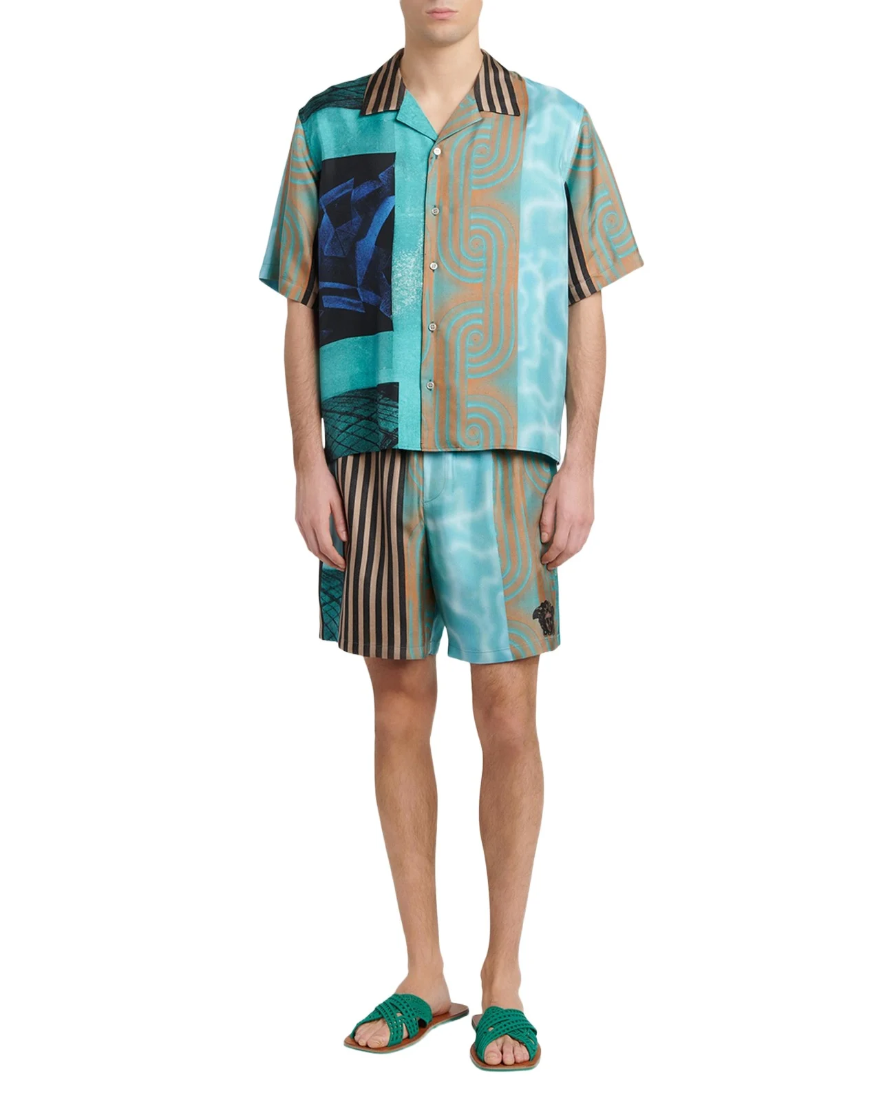 Men's Floating Abstract Silk Twill Pull-On Shorts Men's Floating Abstract Silk Twill Pull-On Shorts