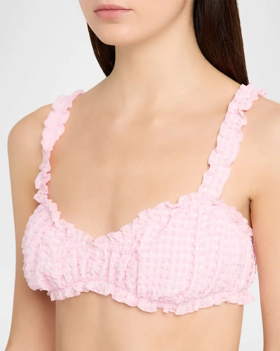 Simkhai Evander Ruched Gingham Seersucker Bikini Top | Thumbnail 3 Simkhai Evander Ruched Gingham Seersucker Bikini Top | Thumbnail 3