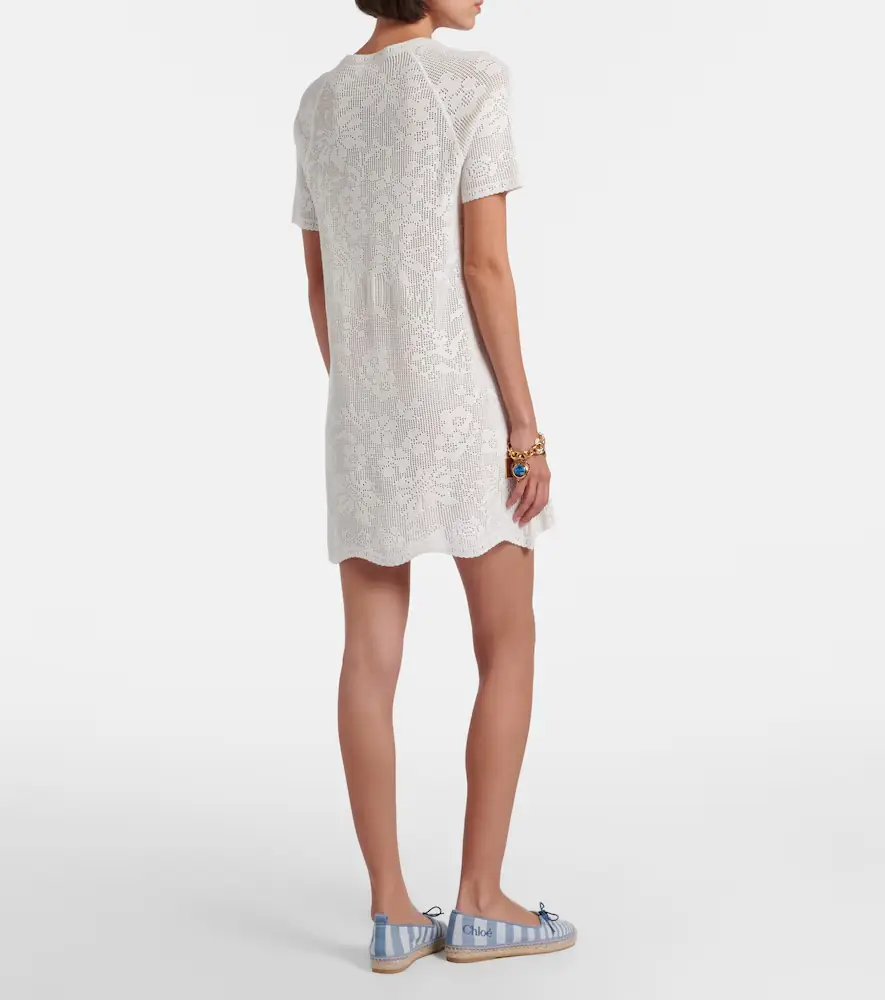 Chloe Chloé Pointelle scalloped cotton minidress | Thumbnail 2