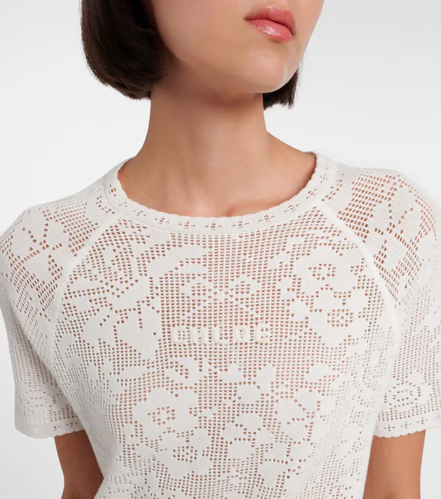 Chloe Chloé Pointelle scalloped cotton minidress | Thumbnail 3