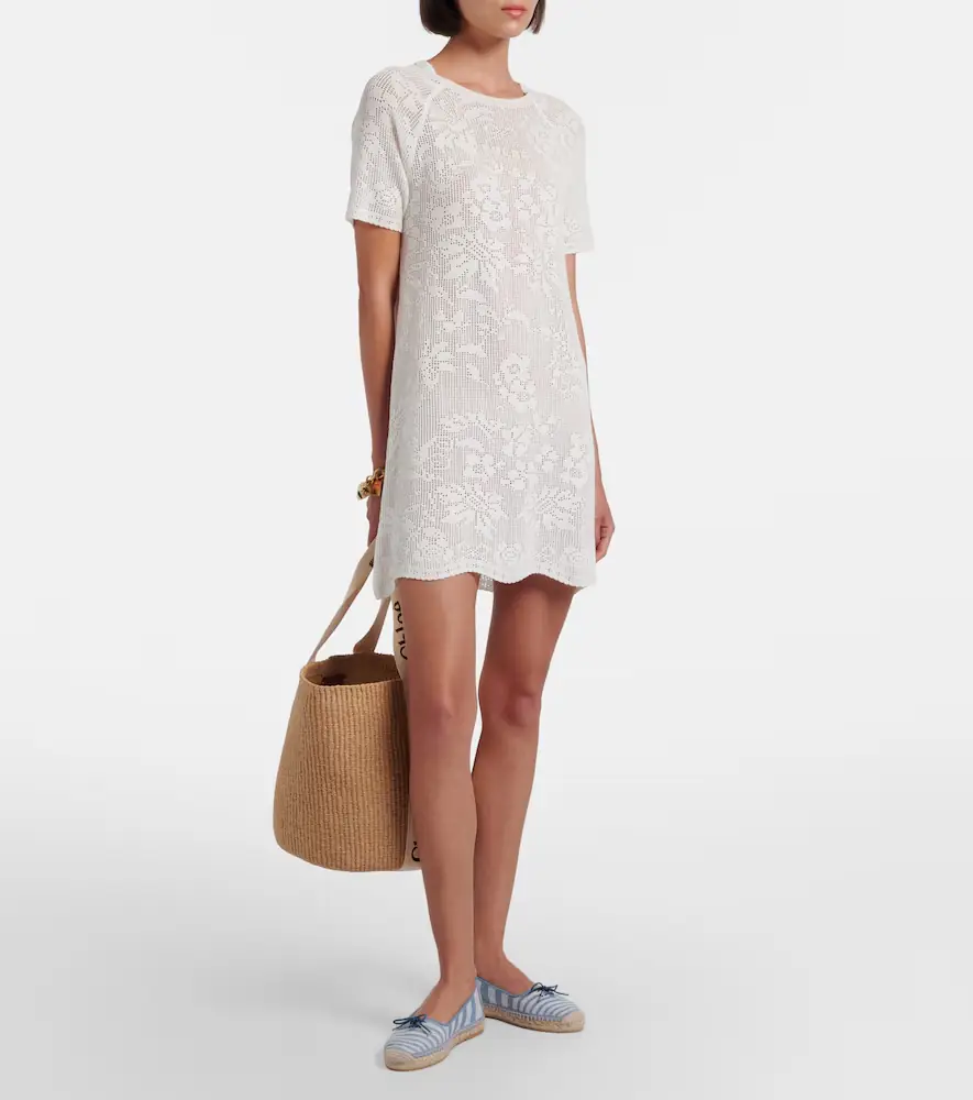 Chloe Chloé Pointelle scalloped cotton minidress | Thumbnail 5