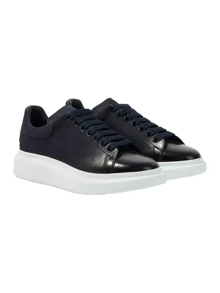 Oversized suede-trimmed leather sneakers