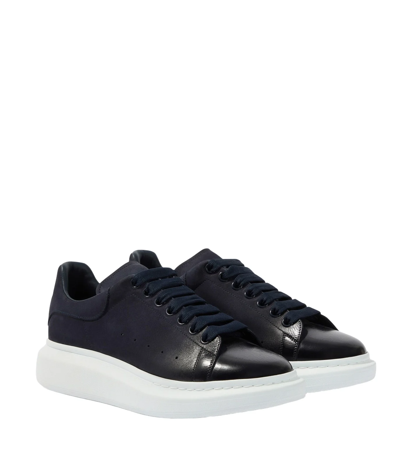 Oversized suede-trimmed leather sneakers Oversized suede-trimmed leather sneakers