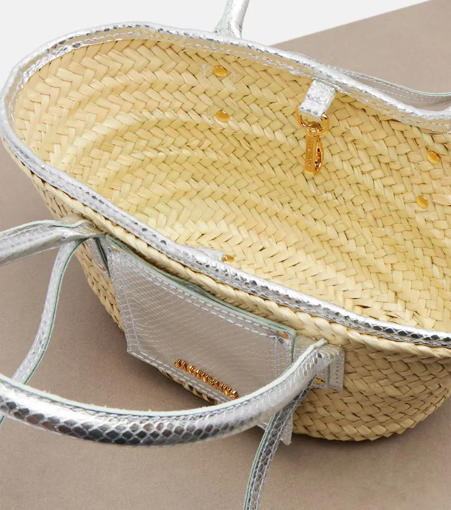 Jacquemus Soli Small croc-effect raffia basket bag | Thumbnail 2