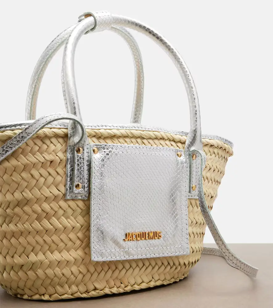 Jacquemus Soli Small croc-effect raffia basket bag | Thumbnail 3