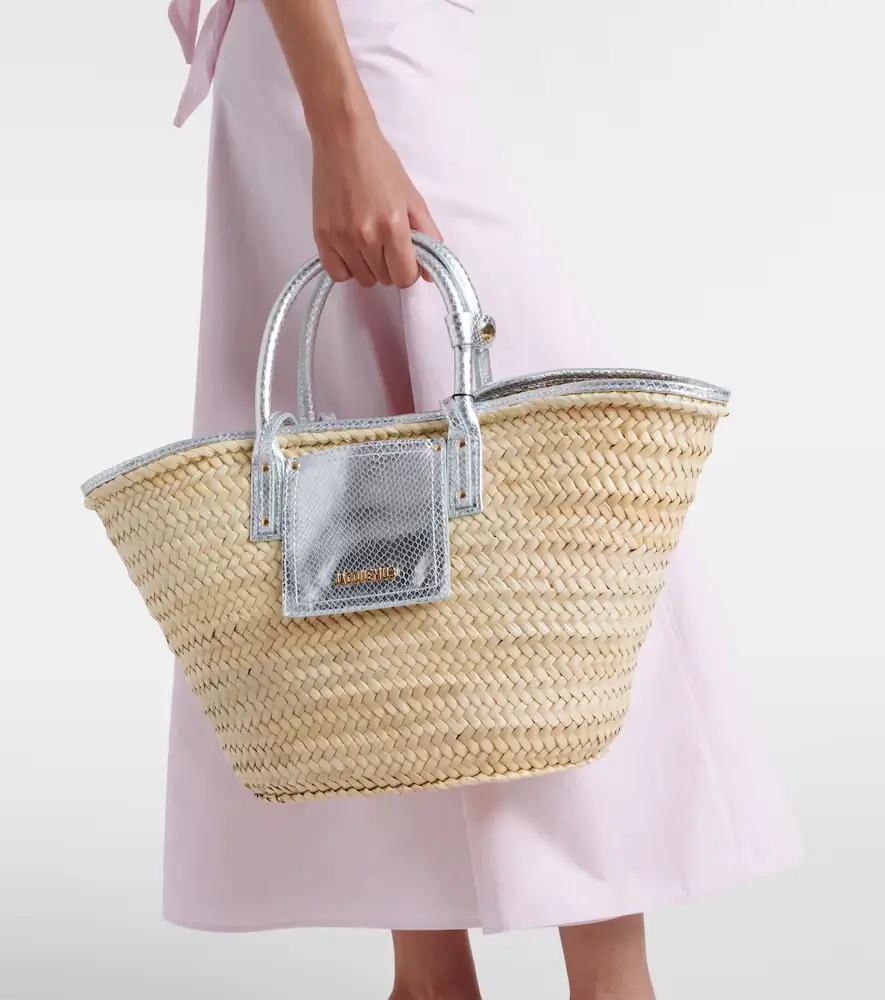 Jacquemus Soli Small croc-effect raffia basket bag | Thumbnail 5