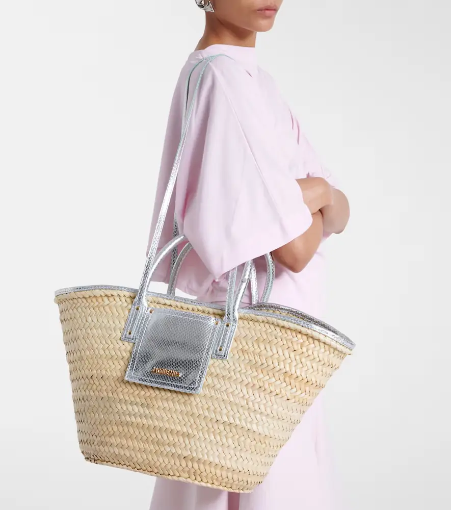 Jacquemus Soli Small croc-effect raffia basket bag | Thumbnail 6