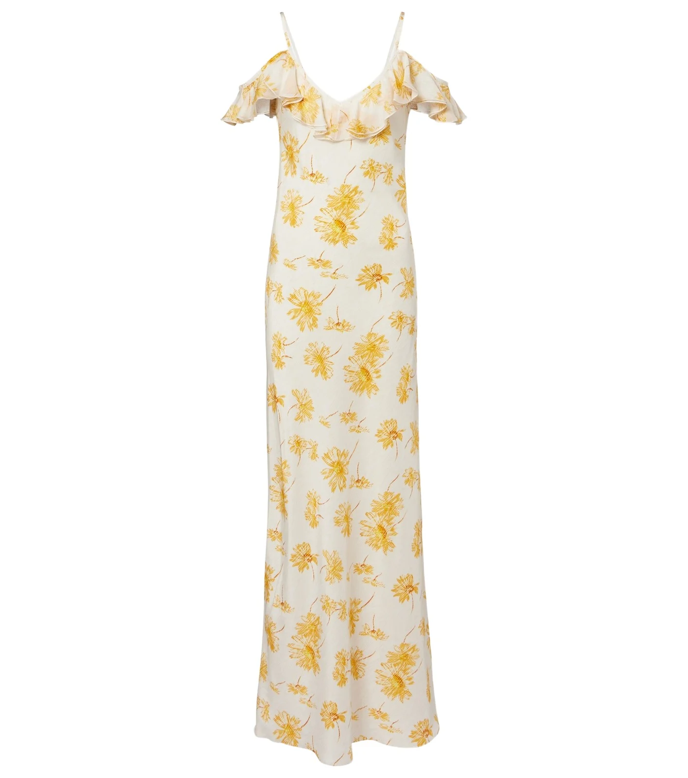 Rodarte Floral ruffled silk moiré slip dress
