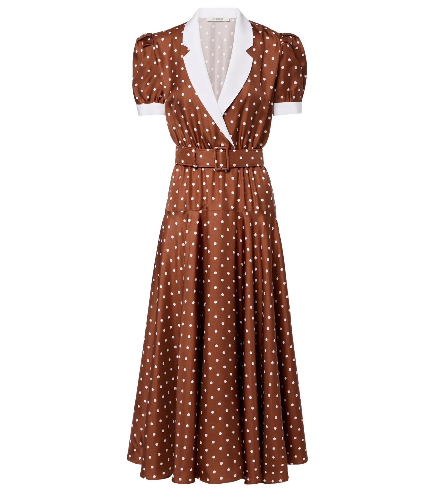 Belted polka-dot silk twill midi dress Belted polka-dot silk twill midi dress
