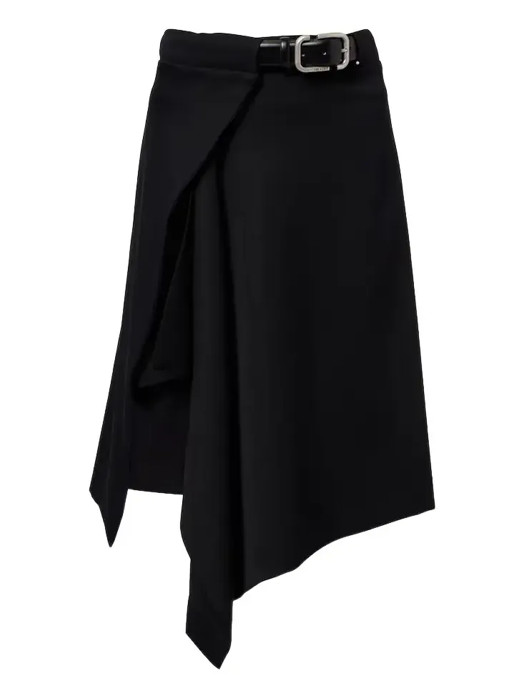 Asymmetric virgin wool wrap skirt Asymmetric virgin wool wrap skirt