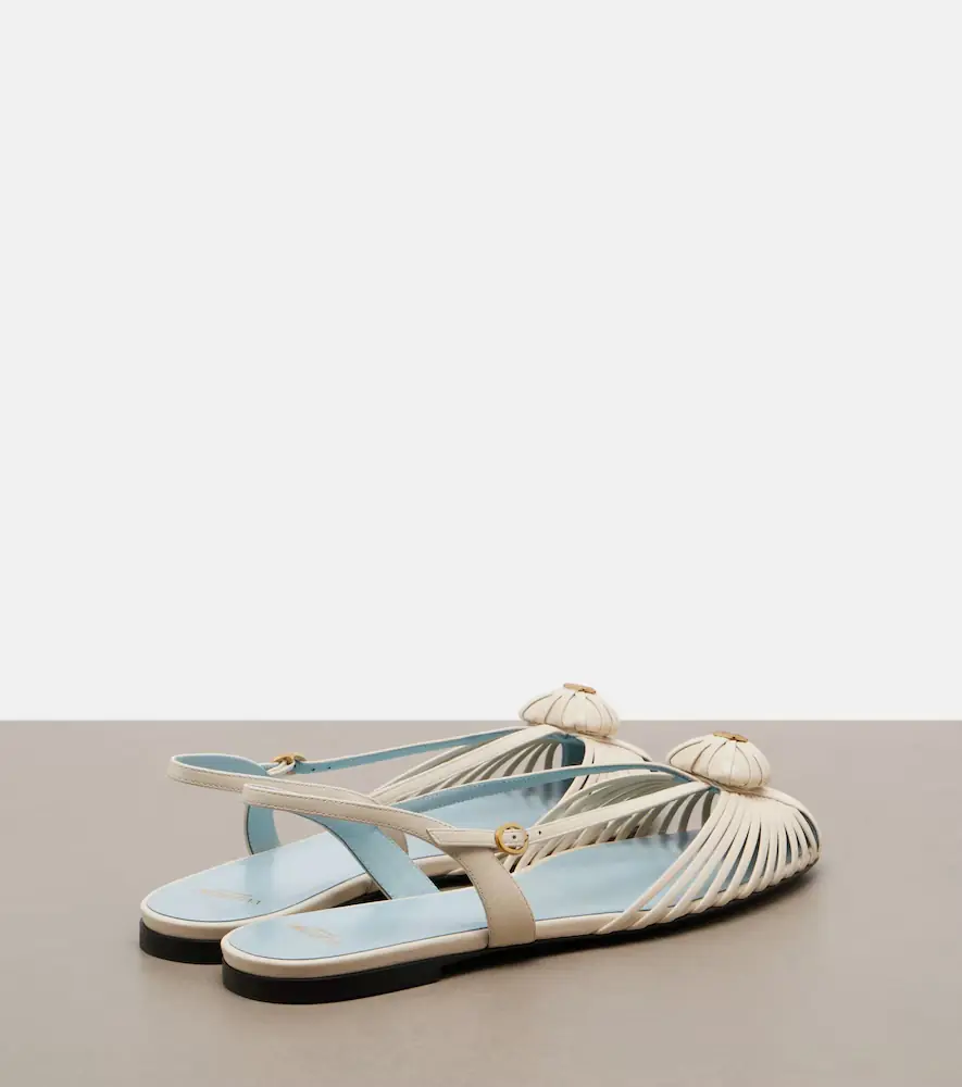 Valentino Garavani Coeur Royal leather slingback flats | Thumbnail 2