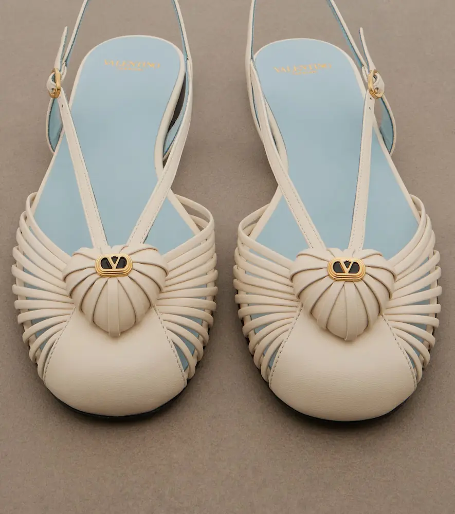 Valentino Garavani Coeur Royal leather slingback flats | Thumbnail 3