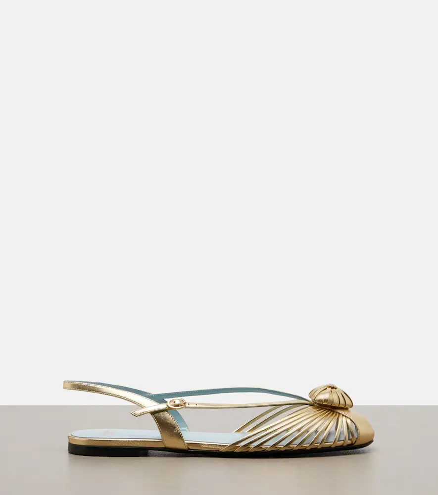 Valentino Garavani Caur Royal metallic leather slingback flats | Thumbnail 2