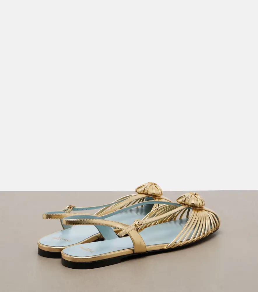 Valentino Garavani Caur Royal metallic leather slingback flats | Thumbnail 3