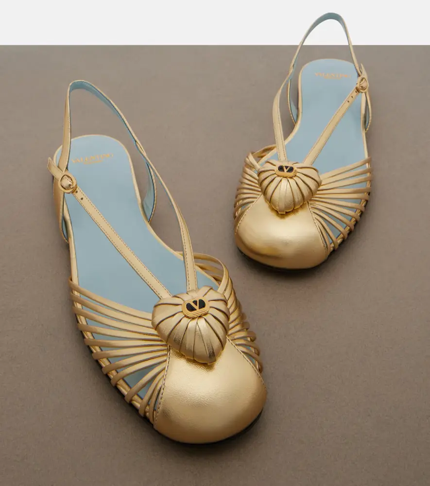 Valentino Garavani Caur Royal metallic leather slingback flats | Thumbnail 4