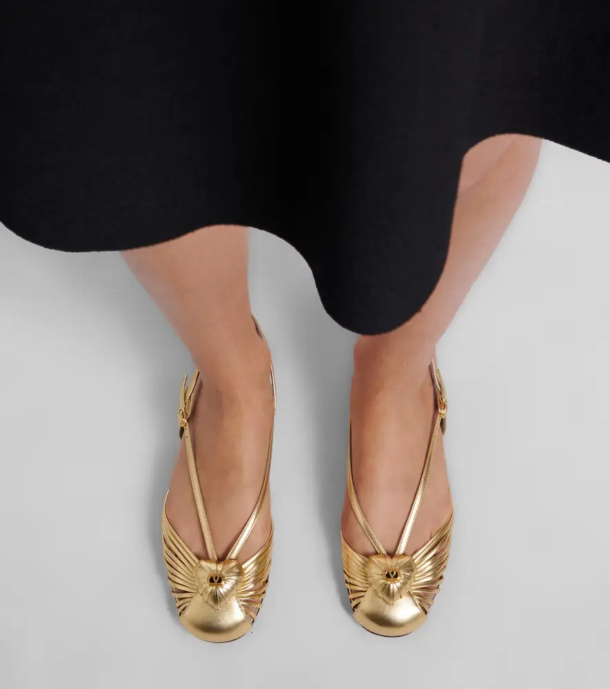 Valentino Garavani Caur Royal metallic leather slingback flats | Thumbnail 5