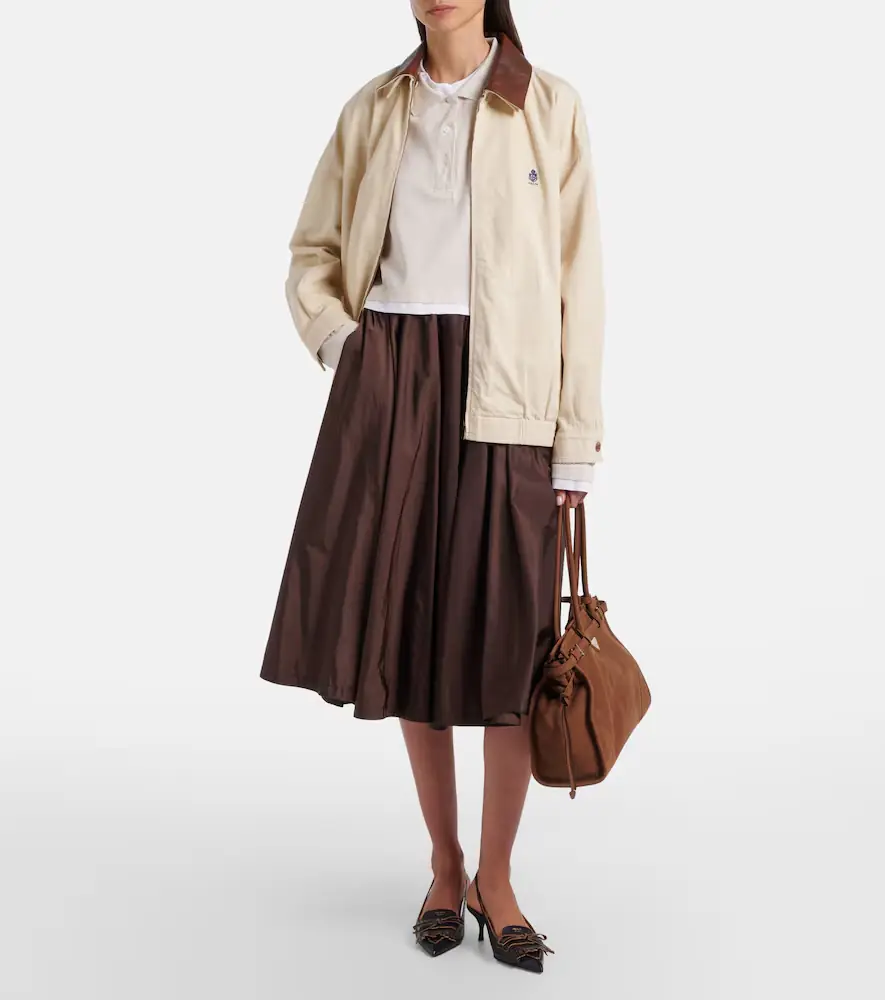 Prada Leather-trimmed oversized cotton blouson jacket | Thumbnail 2 Prada Leather-trimmed oversized cotton blouson jacket | Thumbnail 2