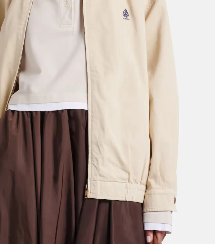 Prada Leather-trimmed oversized cotton blouson jacket | Thumbnail 3 Prada Leather-trimmed oversized cotton blouson jacket | Thumbnail 3