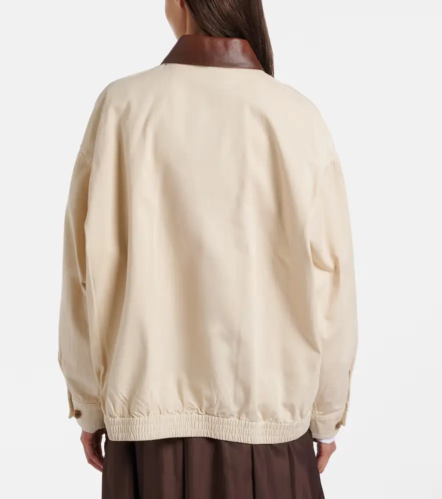 Prada Leather-trimmed oversized cotton blouson jacket | Thumbnail 6 Prada Leather-trimmed oversized cotton blouson jacket | Thumbnail 6