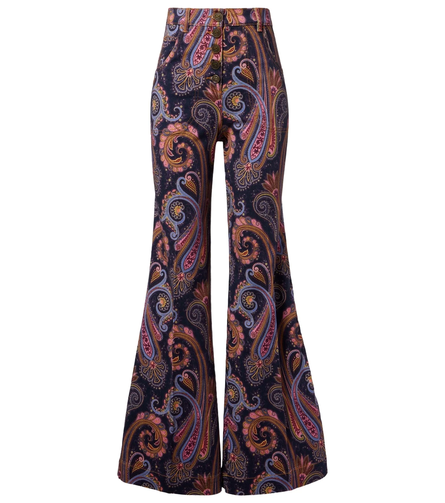 Paisley cotton-blend flared pants