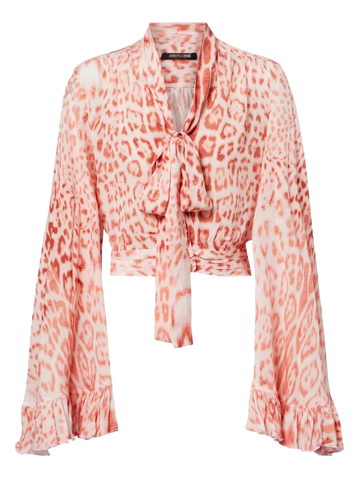 Leopard-print tie-neck jersey blouse Leopard-print tie-neck jersey blouse