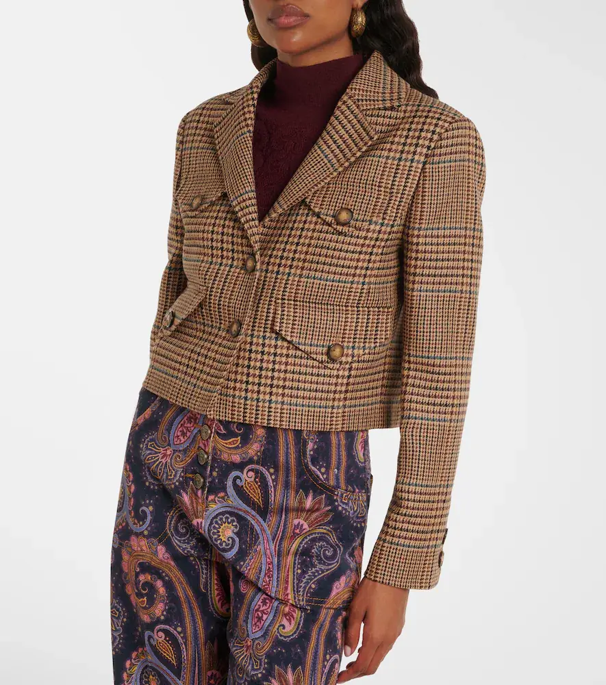 Etro Houndstooth cropped wool blazer | Thumbnail 2