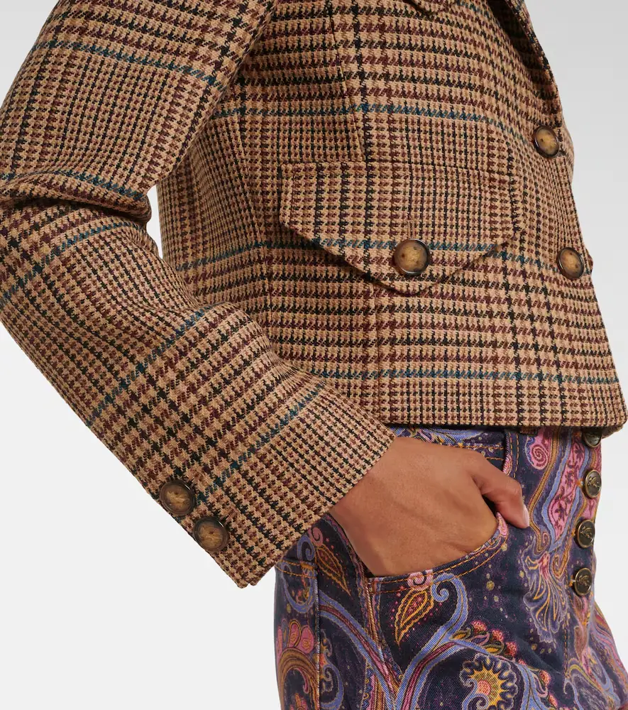 Etro Houndstooth cropped wool blazer | Thumbnail 3