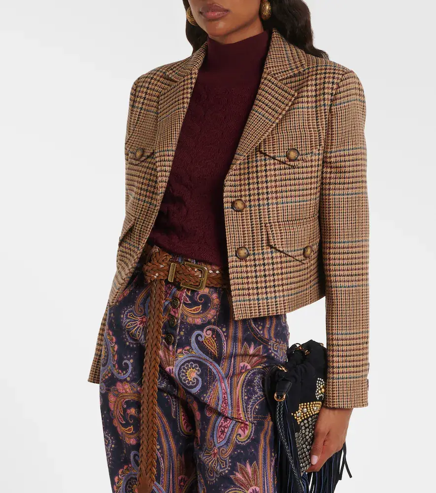 Etro Houndstooth cropped wool blazer | Thumbnail 7