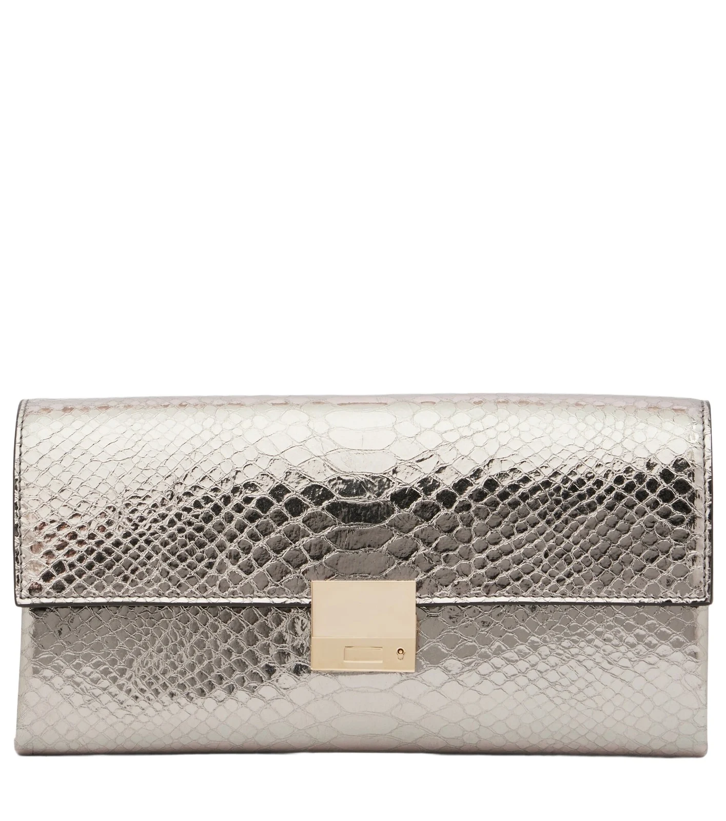 Jean snake-effect metallic leather clutch Jean snake-effect metallic leather clutch