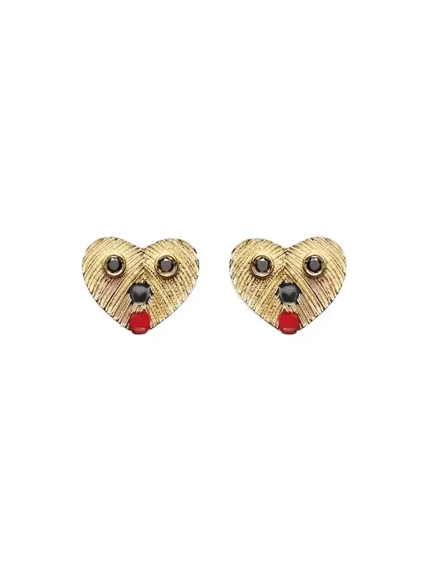 Yvonne Léon Nano Puces 9kt gold earrings with black diamonds and enamel Yvonne Léon Nano Puces 9kt gold earrings with black diamonds and enamel
