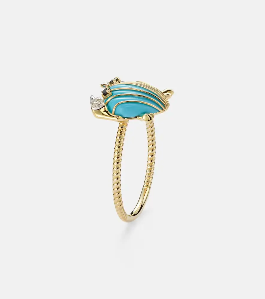 Yvonne Léon Crabe Coquillage 9kt gold ring with turquoise and diamonds | Thumbnail 2 Yvonne Léon Crabe Coquillage 9kt gold ring with turquoise and diamonds | Thumbnail 2