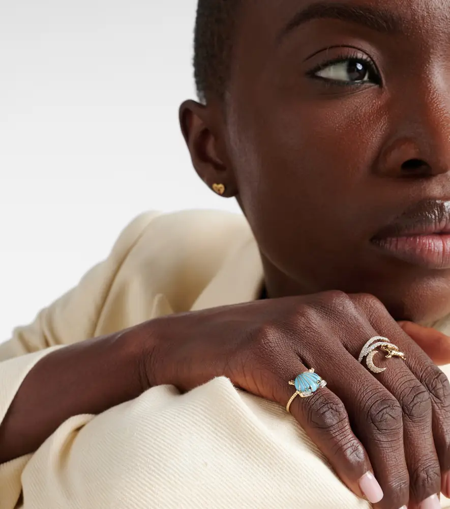 Yvonne Léon Crabe Coquillage 9kt gold ring with turquoise and diamonds | Thumbnail 3 Yvonne Léon Crabe Coquillage 9kt gold ring with turquoise and diamonds | Thumbnail 3