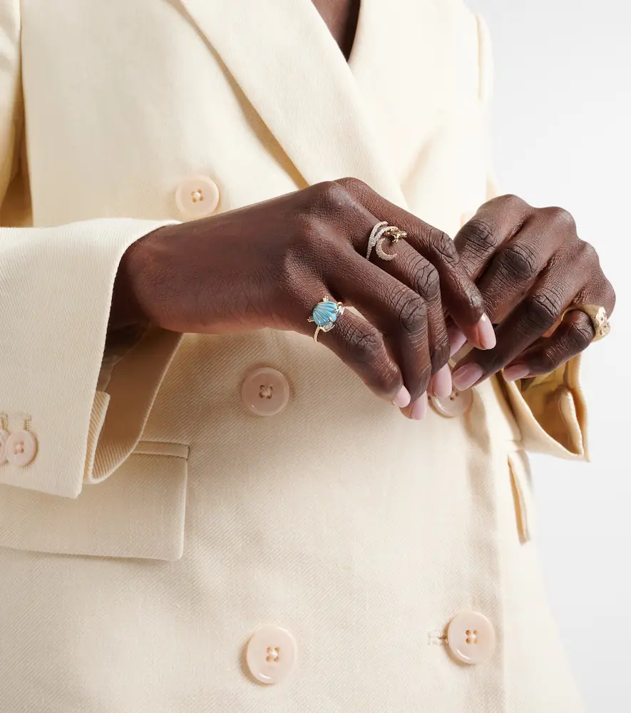 Yvonne Léon Crabe Coquillage 9kt gold ring with turquoise and diamonds | Thumbnail 4 Yvonne Léon Crabe Coquillage 9kt gold ring with turquoise and diamonds | Thumbnail 4
