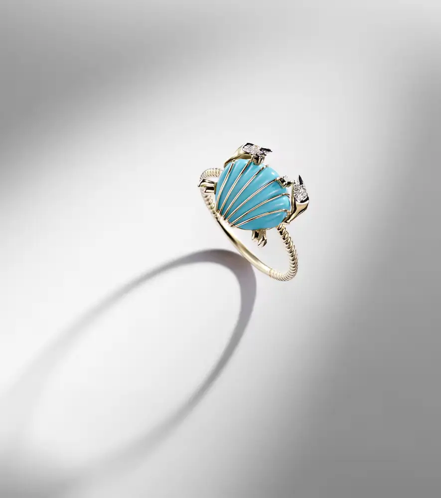 Yvonne Léon Crabe Coquillage 9kt gold ring with turquoise and diamonds | Thumbnail 5 Yvonne Léon Crabe Coquillage 9kt gold ring with turquoise and diamonds | Thumbnail 5