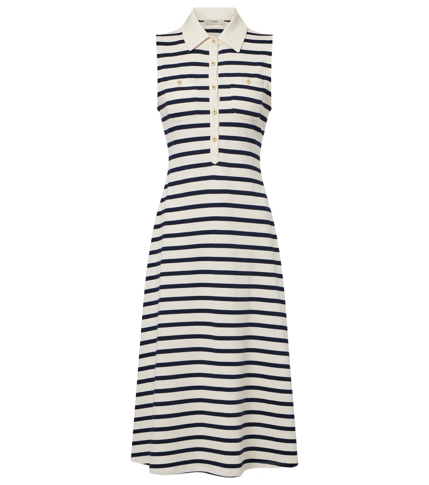 Frame Sea Breeze striped cotton polo dress