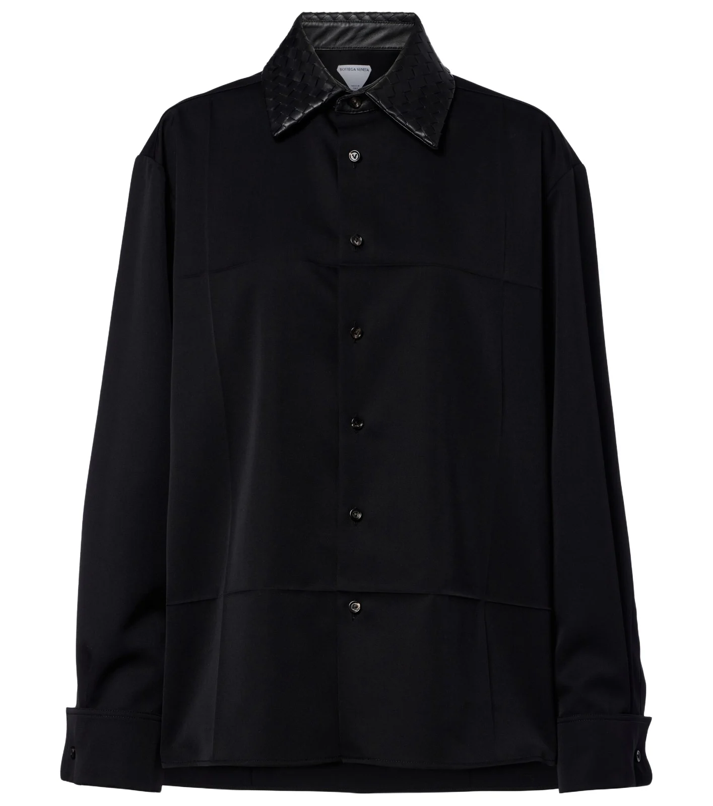 Bottega Veneta Intrecciato leather-trimmed wool shirt