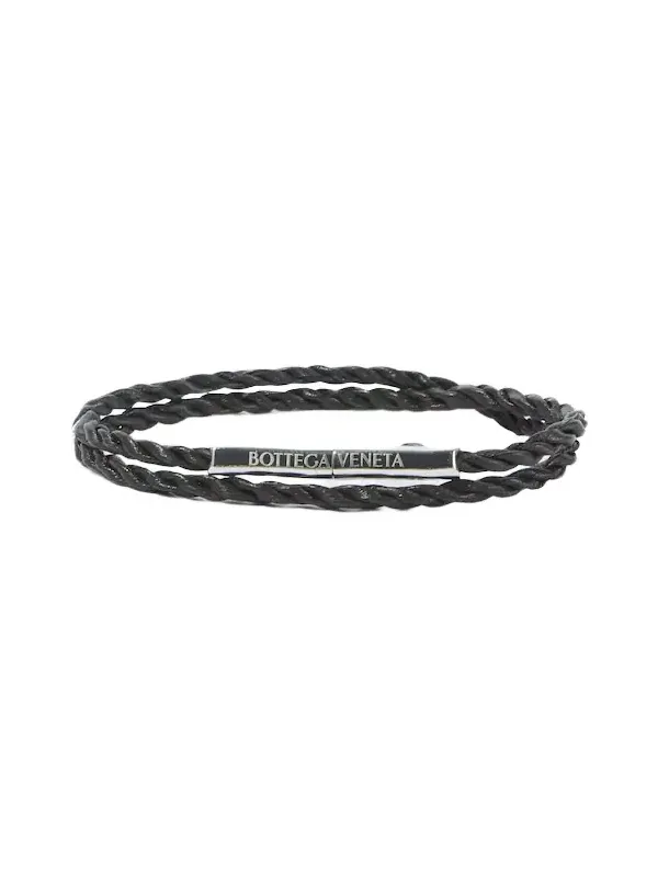 Leather sterling silver bracelet