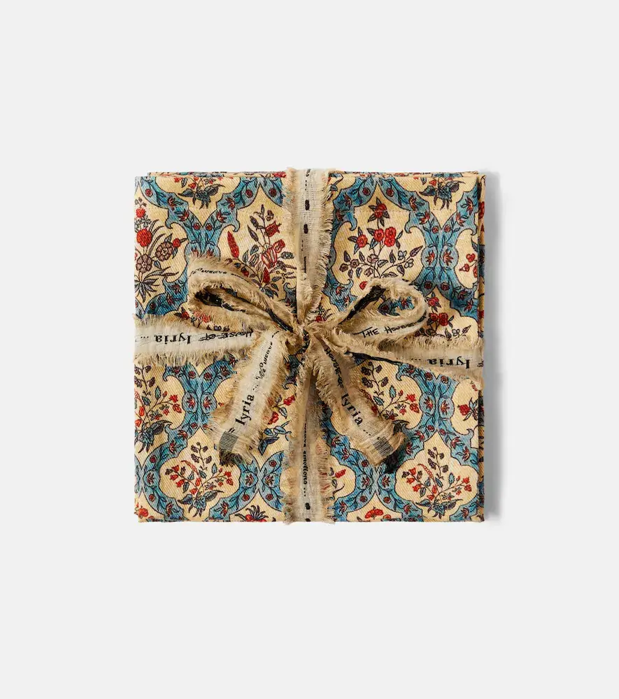 The House of Lyria Hoya set of 2 floral linen napkins | Thumbnail 4