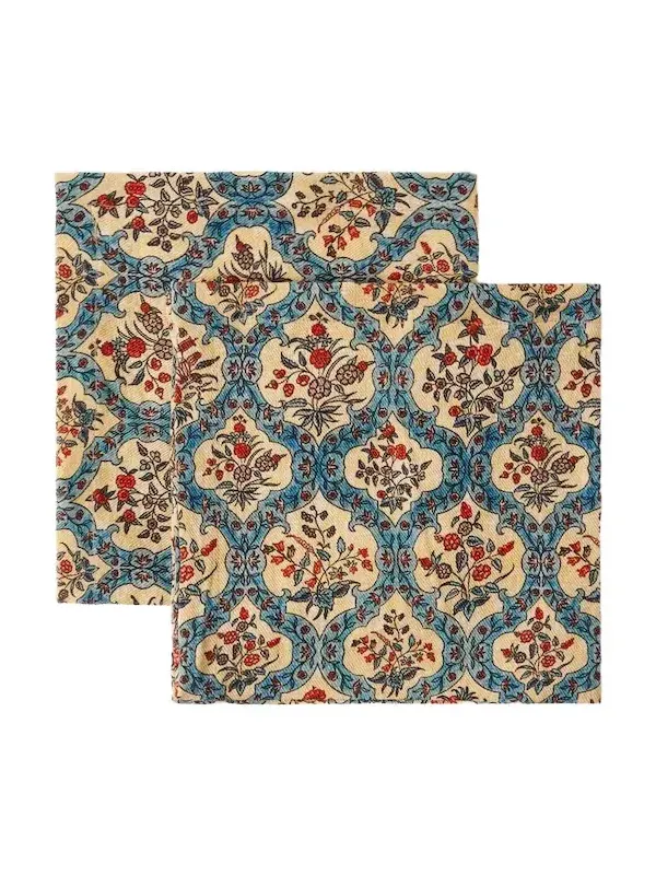 The House of Lyria Hoya set of 2 floral linen napkins