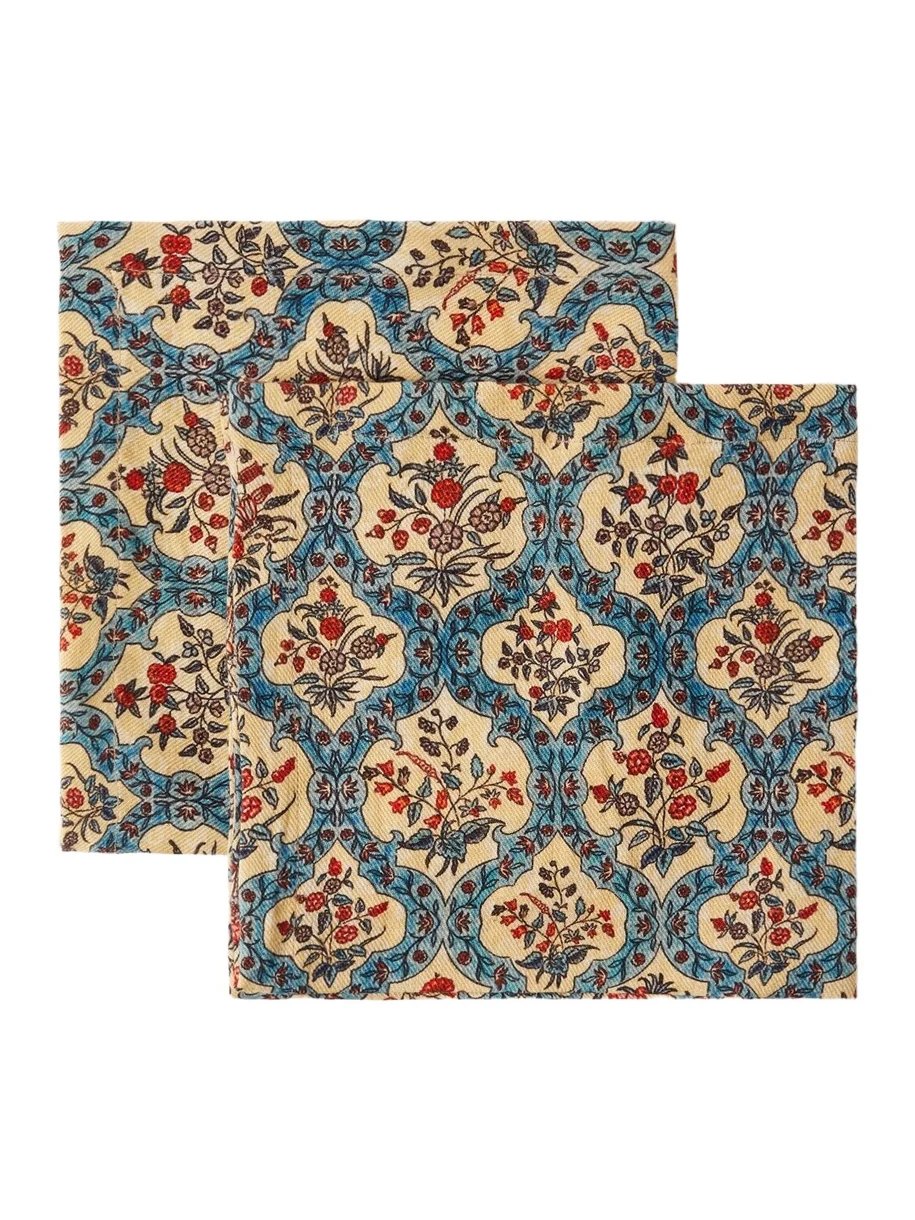 The House of Lyria Hoya set of 2 floral linen napkins