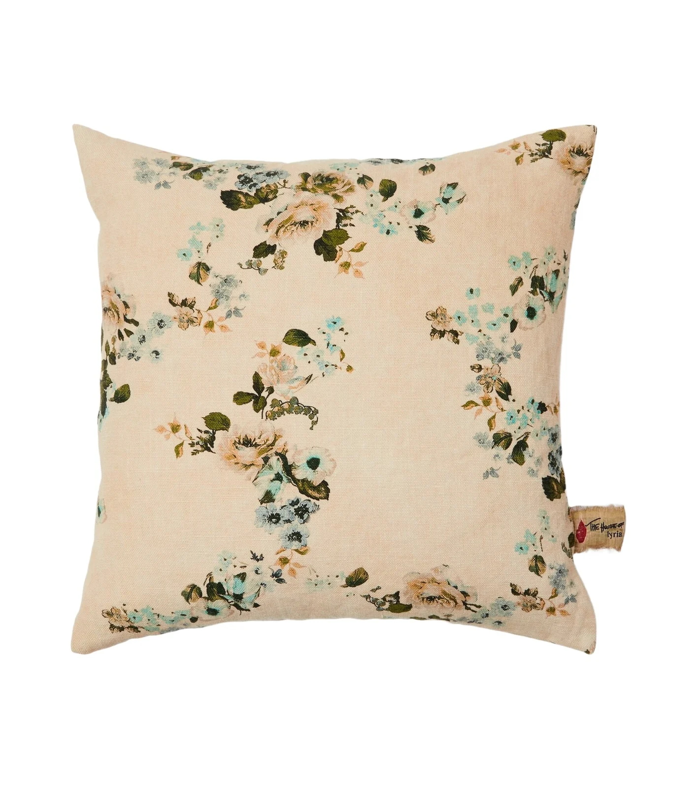 The House of Lyria Vetiver floral linen canvas cushion