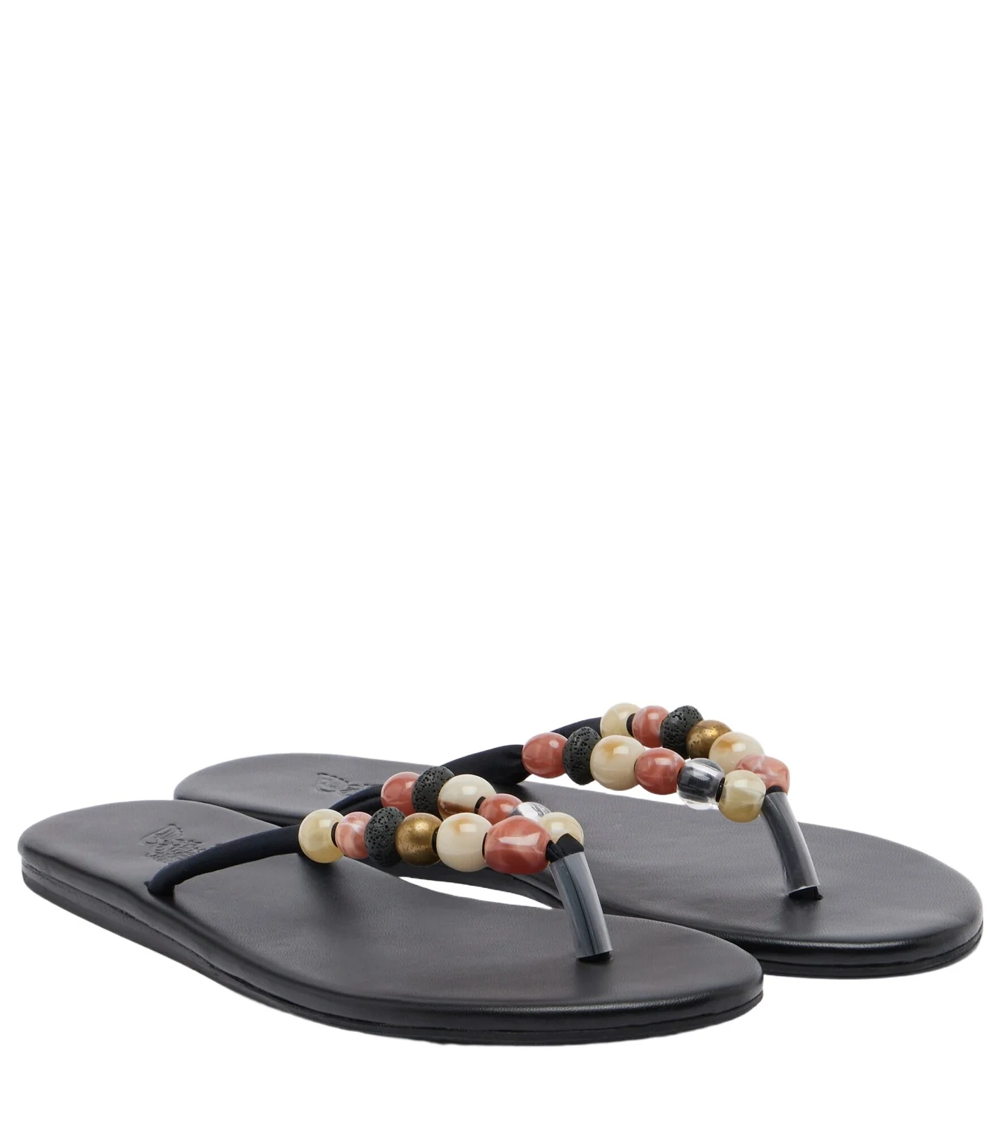 Ancient Greek Sandals Saionara beaded leather thong sandals