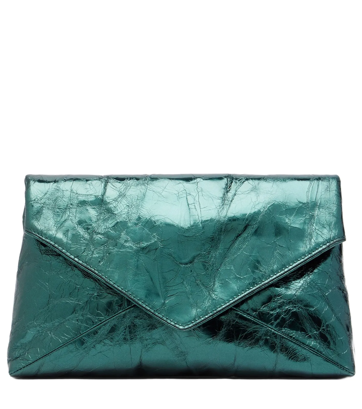 Medium metallic leather clutch