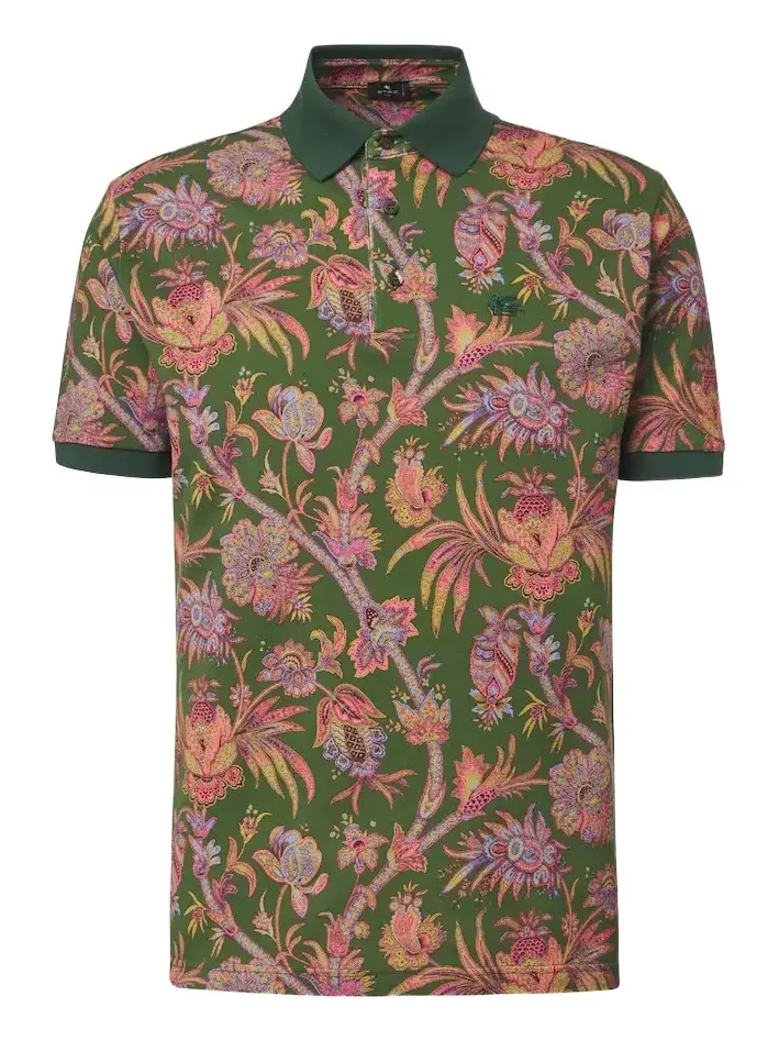 Floral cotton piqué polo shirt Floral cotton piqué polo shirt