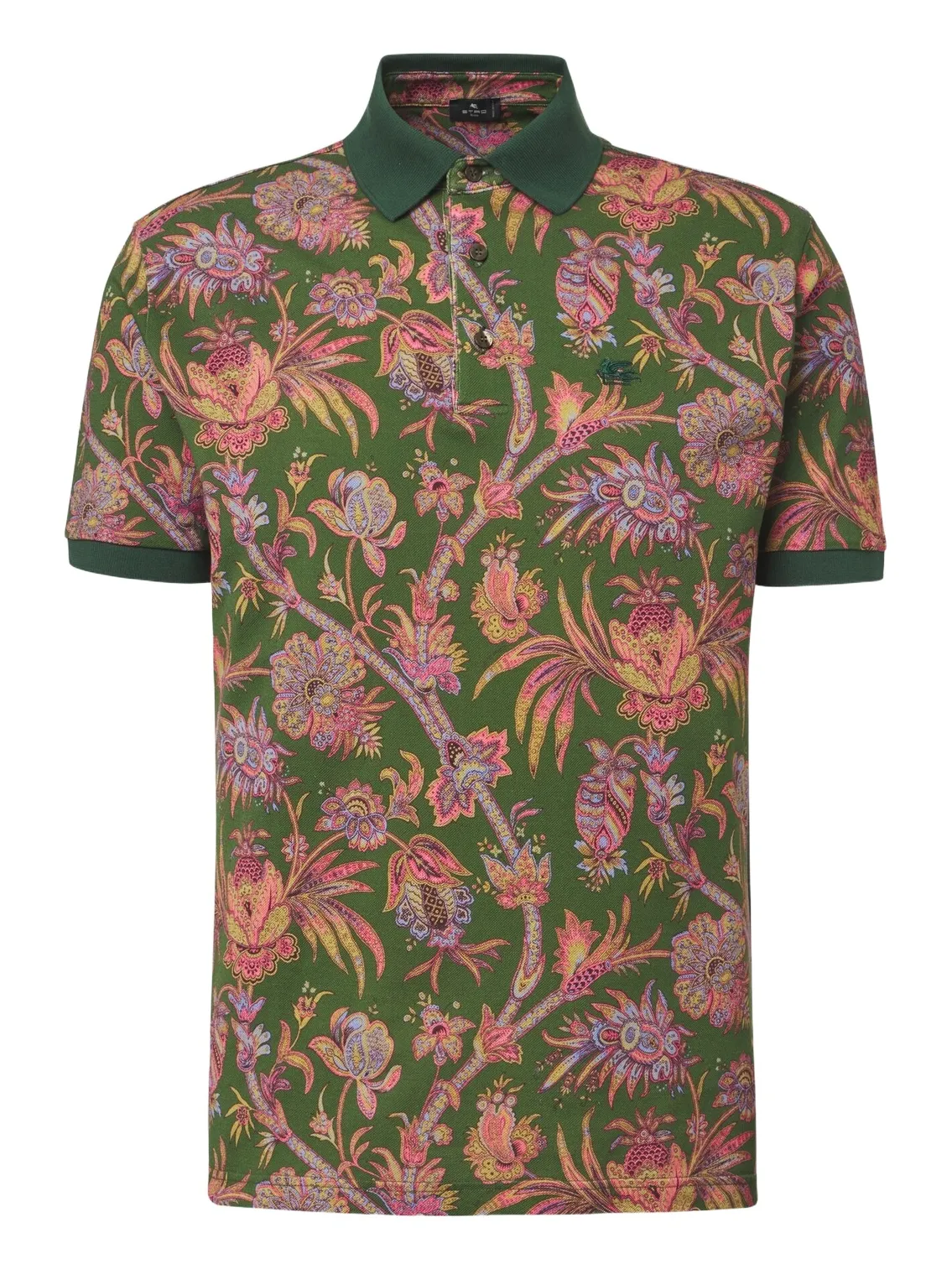 Floral cotton piqué polo shirt