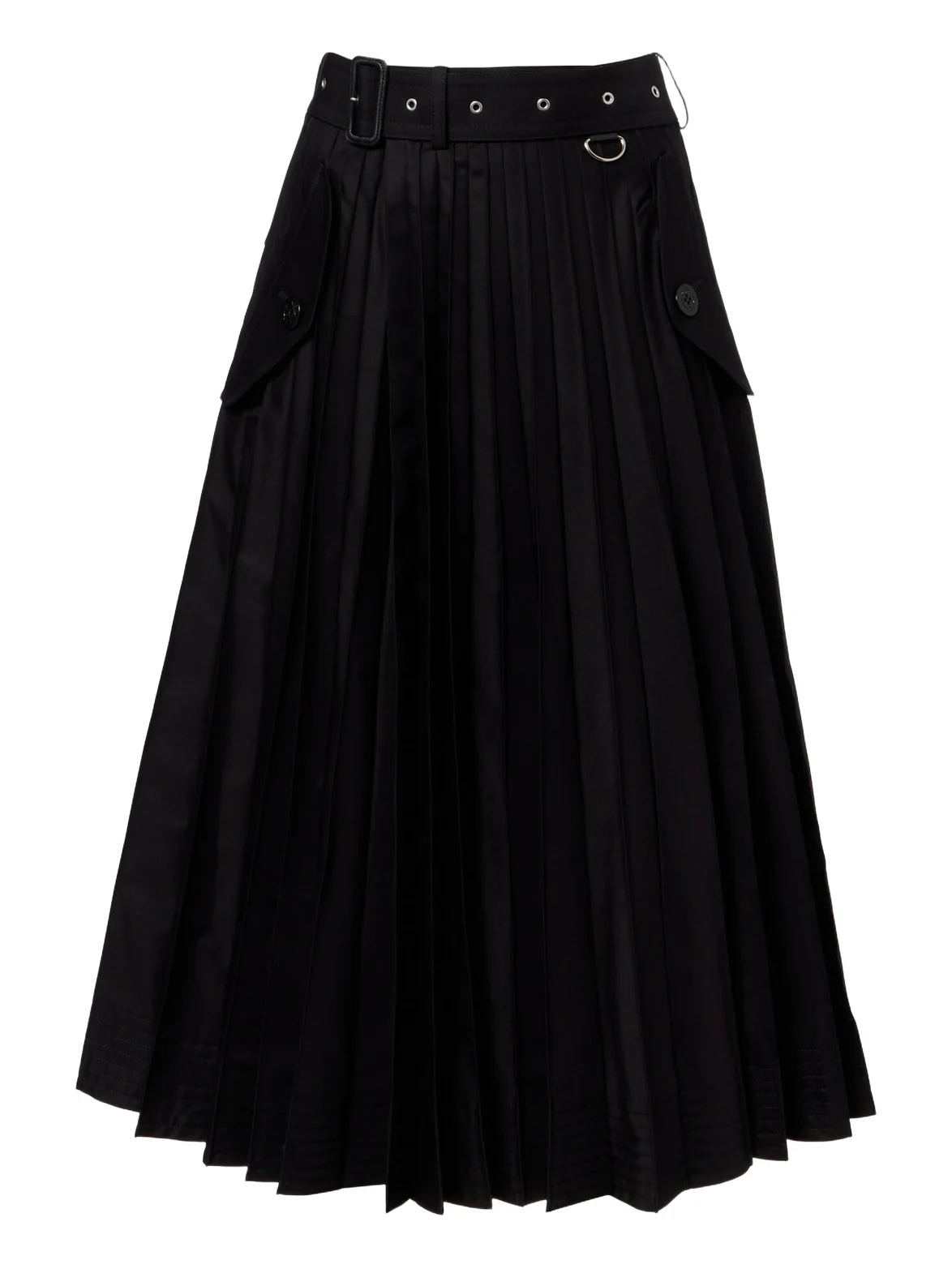 Belted cotton-blend gabardine midi skirt Belted cotton-blend gabardine midi skirt