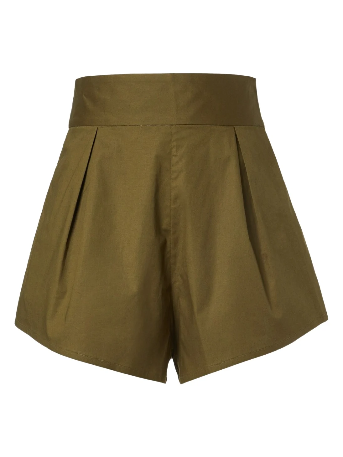 Pleated cotton-blend shorts